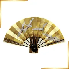 【新品】 京扇子 飾り扇子 五羽鶴 日本製 9寸5分 京都 両面 扇子立て付 箱入 職人 手作り 和柄 玄関飾り インテリア 和風 正月飾り 縦29×開いた時の横幅51cm 0
