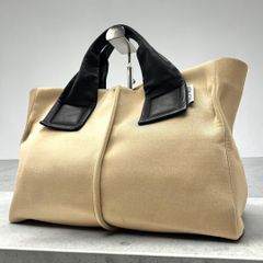 ❤️美品Kawakawa ウェット素材トートバッグ ベージュ×ブラック L 