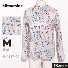 美品 Mitsumine トップス シャツ　長袖　総柄　フロントボタン　ラウンドヘム