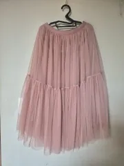 ピンク色 ティアード チュール スカート