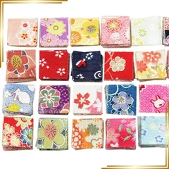 【新品】 nijimomo ちりめん生地 カット済み 300枚セット 3ｃｍ 4ｃｍ 和柄 ハギレ (４cm) 1