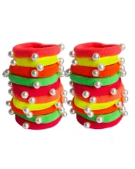 新品 mAkibA 子供 ヘアゴム パール ネオン 蛍光 カラフル 4cm キッズ 髪ゴム ピンク イエロー グリーン オレンジ ローズ 派手 可愛い 発表会(F-20 20本セット)