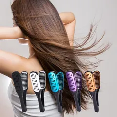 【新品】 Newsones ツインブラシ 挟むブラシ ストレートブラシ 豚毛 縮毛 くせ毛 ヘアブラシ パープル