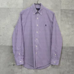 ラルフローレン スモールポニー ギンガムチェック クラシックフィット ボタンダウン 長袖シャツ パープル / ホワイト メンズ