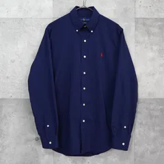 ラルフローレン スモールポニー クラシックフィット ツイルコットン ボタンダウン 長袖シャツ ネイビー メンズ