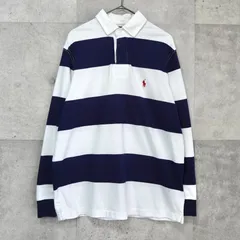 ポロ ラルフローレン スモールポニー ボーダー ラガーシャツ ネイビー / ホワイト メンズ