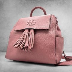トリーバーチ リュック バッグパック ピンク ベージュ レザー シボ革