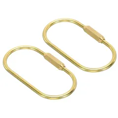【新品】 [PATIKIL] 真鍮キーリング 2個セット 7mmオープン幅スクリューロッククリップキーチェーンフックホルダー