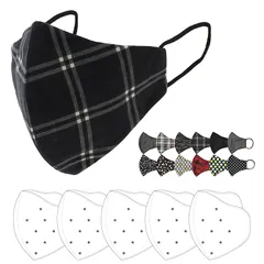 【新品】 [ジェニファー] 【マスク５枚 + 高機能３層フィルター５枚入】ポケット付き ２層 立体構造 コットンマスク 洗える (グレー（無地）) 0