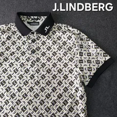 【👌値下げ交渉受付中】極美品 J.LINDBERG 近年モデル 半袖ゴルフポロシャツ S(M相当) 総柄モノグラム ストレッチ 速乾 ジェイリンドバーグ