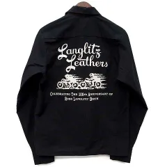 ラングリッツレザー Langlitz Leathers 長袖 プリント ワーク シャツ ロス・ラングリッツ生誕100周年記念 ブラック 黒 S USA製のサムネイル