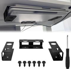 LEONTOOL 나사가있는 책상 아래 노트북 홀더 마운트 테이블 아래 노트북 수납 높이 최대 1.18 인치 장치에 대응 노트북 스탠드 트레이 키보드 플레이 스테이션 4 등용 (블랙)