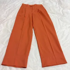 GU ワイドパンツ オレンジ S〜M ウエスト33cm ポリエステル100 スラックス レディース
