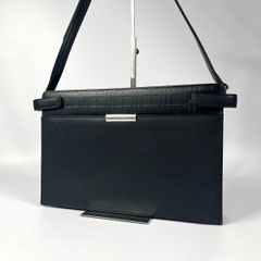 極美品】バーバリー エンボスチェック 2way バッグ レザー ブラック 