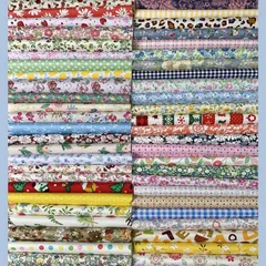 布 手芸用 素材 DIY パッチワーク はぎれセット 給食袋、ポーチなどの作りに 可愛い (50枚 生地 20cm 花柄プリント x Liuliu 20cm)