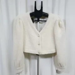 マイルドオレンジ レディース クロップドツイード ジャケット 90オススメ