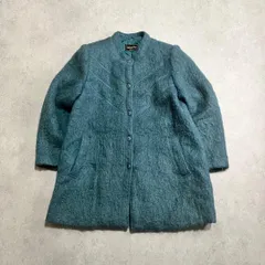 80s 90s ロングコート グリーン系 起毛 ウール 昭和レトロ 上品 vintage