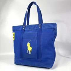 良品 POLO RALPH LAUREN ポロ ラルフローレン ビッグポニー キャンバス トートバッグ ブルー