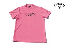 Used Callaway RayBlock pique short-sleeved mock neck shirt, men's golf wear, H25134108, size L, pink.