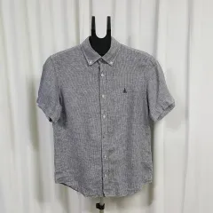 BEAN POLE ビーンポール メンズ 麻100％ スモールチェック柄 半袖シャツ 95 0330