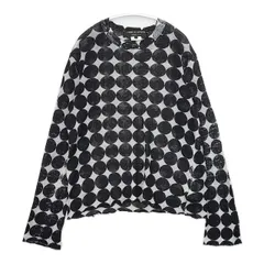 COMME des GARCONS HOMME PLUS リネン ドット 水玉 セーター ニット AD2008 ブラック ホワイト メンズ コムデギャルソンオムプリュス【中古】6-0330M∞