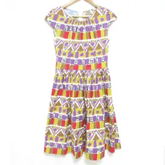 美品 PRADA プラダ レトロプリント フレンチスリーブ フレアワンピース サイズ38S マルチカラー レディース 古着 中古 USED