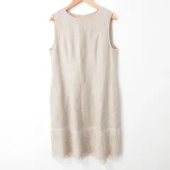 良品 FOXEY フォクシー Linen Dress レース ノースリーブ ワンピース 40207 サイズ40 ベージュ レディース 古着 中古 USED