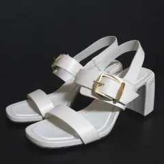 美品 24SS JIMMY CHOO ジミーチュウ Hawke 70 ハワケ チャンキーヒール ストラップサンダル サイズ37 24cm相当 オフホワイト レディース 古着 中古 USED