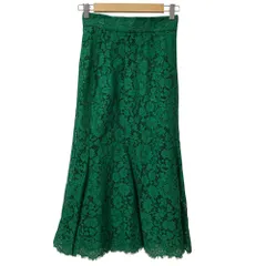 美品 DOLCE&GABBANA ドルチェアンドガッバーナ フラワーレース マーメイド ロングスカート サイズ36 グリーン レディース 古着 中古 USED