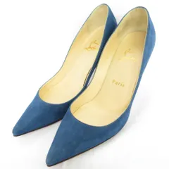 美品 CHRISTIAN LOUBOUTIN クリスチャンルブタン APOSTROPHY PUMP 85 スエード パンプス 36 1/2 23.5cm ブルー レディース 古着 中古 USED