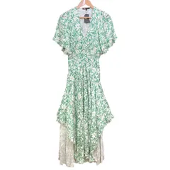 未使用 maje マージュ アシンメトリーロングワンピース サイズ36 グリーン ホワイト レディース 古着 中古 USED