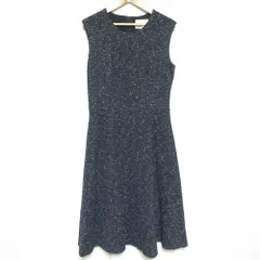 良品 Rene ルネ ツイード ノースリーブ ドレス ワンピース 6236320 サイズ36 ネイビー  レディース 古着 中古 USED