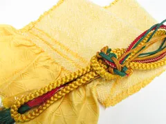【一輝堂】和装小物 帯締め帯揚げセット  振袖用 丸組 金糸 総絞り 美品 帯締 帯揚 26w04-4222