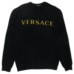 美品 VERSACE ヴェルサーチ ロゴ スウェット トレーナー カットソー 長袖 刺繡 裏起毛 A87019S サイズM 黒 ブラック メンズ 古着 中古 USEDのサムネイル