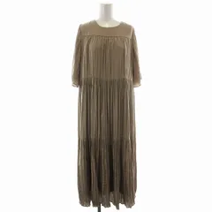 アーバンリサーチ URBAN RESEARCH 5分袖ランダムプリーツティアードワンピース ロング 七分袖 F ベージュ UR15-26D004 /EE