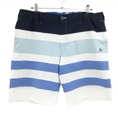 ルコックゴルフ ハーフパンツ 白×ネイビー ボーダー調 ウエストゴム 調節紐  メンズ 3L ゴルフウェア 大きいサイズ le coq sportif