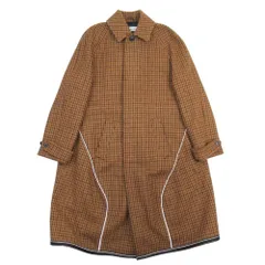 新品同様 BALENCIAGA バレンシアガ 19aw 千鳥格子柄 バルマカーンコート 裏キルティング ステンカラー リフレクタートリム 34 ブラウン レディース 古着 中古 USEDのサムネイル