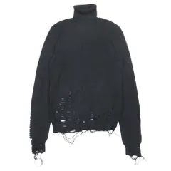 美品 MM6 エムエムシックス Maison Margiela メゾンマルジェラ 24aw ダメージ加工 タートルネックニット セーター S 黒 ブラック メンズ レディース 古着 中古 USED