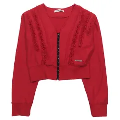 美品 PRANK PROJECT プランクプロジェクト フリル スウェット カーディガン ショート丈 長袖 F レッド  レディース 古着 中古 USED