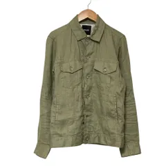 美品 BEAMS ビームス リネン ミリタリーシャツジャケット S カーキ メンズ 古着 中古 USEDのサムネイル