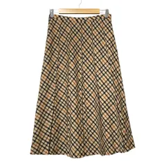 美品 DAKS ダックス チェック プリーツ ロングスカート サイズ40 ベージュ レディース 古着 中古 USED