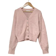 良品 CELFORD セルフォード ビジュー釦モヘアカーディガン Free ピンク レディース 古着 中古 USED