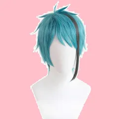 ショート イベント ハロウィン クリスマス 学園祭 ストレート お祭り 文化祭 仮装 cosplay パーティー グレー） （水色 コスチューム小物 wig 変装用ウィッグ 耐熱 カツラ (ジェイド・リーチ) かつら ウィッグ コスプレ