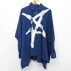 良品 Vivienne Westwood ANGLOMANIA ヴィヴィアンウエストウッド アングロマニア ワイドシャツ 15-01-861003 サイズ38 ネイビー レディース 古着 中古 USEDのサムネイル