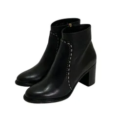 良品 Salvatore Ferragamo サルヴァトーレフェラガモ FILO レザー ステッチ ショートブーツ サイズ5D 22.5cm ブラック  レディース 古着 中古 USED