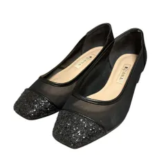 美品 DIANA ダイアナ メッシュ ビジュートゥ パンプス 22cm ブラック レディース 古着 中古 USED