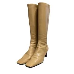 TRUSSARDI トラサルディ レザー スクエアトゥ ロングブーツ 23.5cm ブラウン レディース 古着 中古 USEDのサムネイル