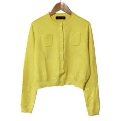 良品 23AW CABaN キャバン コットンカシミヤ クルーネック ニットカーディガン XS イエロー レディース 古着 中古 USED