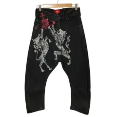 美品 Vivienne Westwood ヴィヴィアンウエストウッド レッドレーベル プリント デニムパンツ 16-12-711014 サイズ1 ブラック レディース 古着 中古 USEDのサムネイル