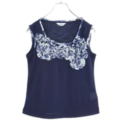 インゲボルグ★華やかなバラのモチーフ♪シースルー トップス タンクトップ サイズ3(9号) ネイビー系 z19506